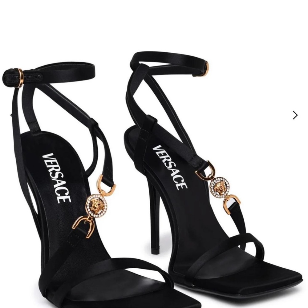 Versace Black Strappy Stiletto Heels